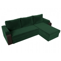 Угловой диван Николь Лайт (велюр зелёный коричневый) - Изображение 1